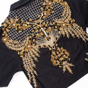 One of a kind embroidered jacket - Black & Gold - Sarah